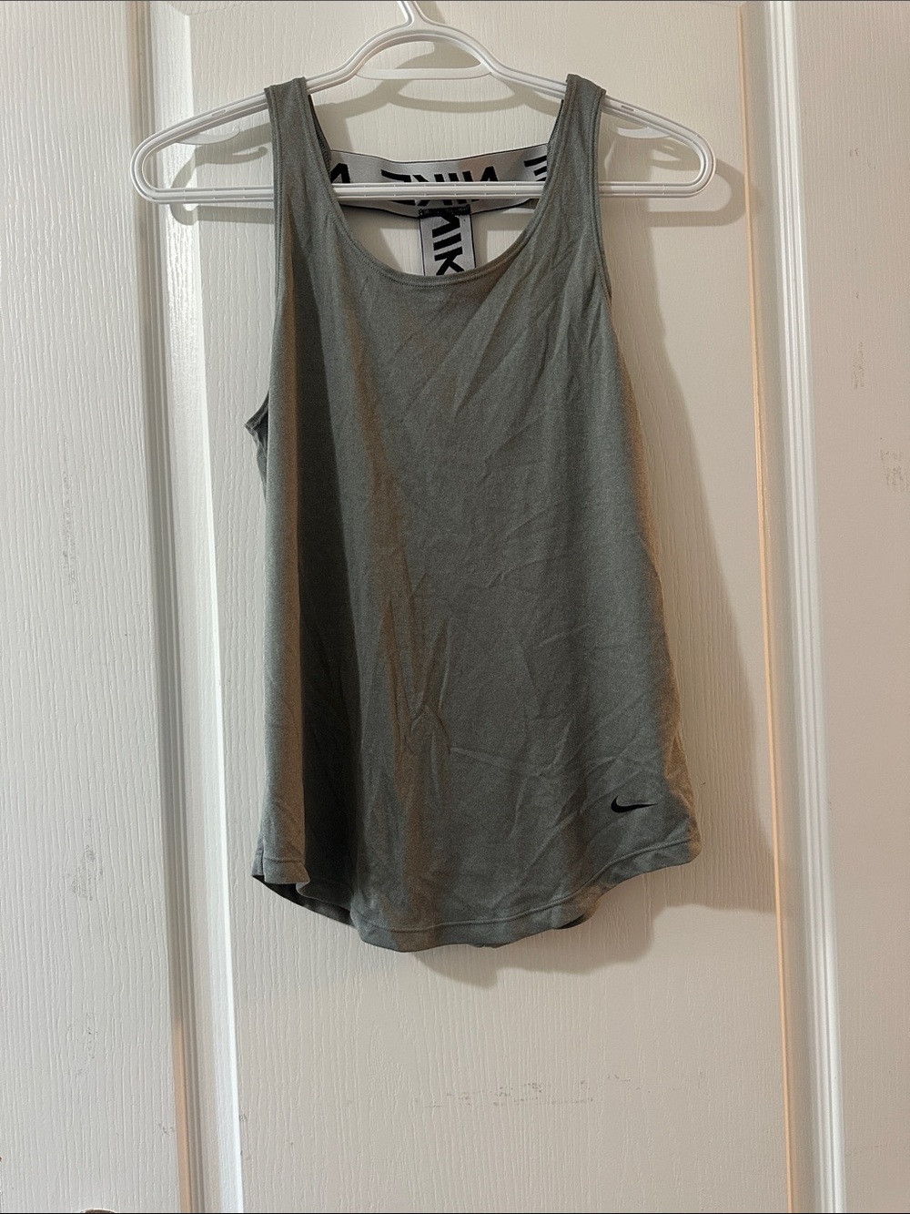 Nike Women's Olive Gray Tank Top with Black Swoosh